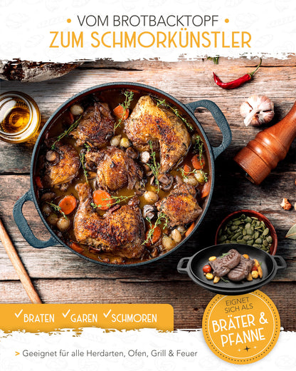 KRUSTENZAUBER Gusseisen Schmortopf Bräter Dutch Oven - 26cm