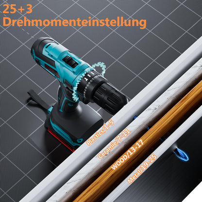 Olubfdh Akkuschrauber 21V Set mit 2 Akkus, 45 Nm, LED, Blau