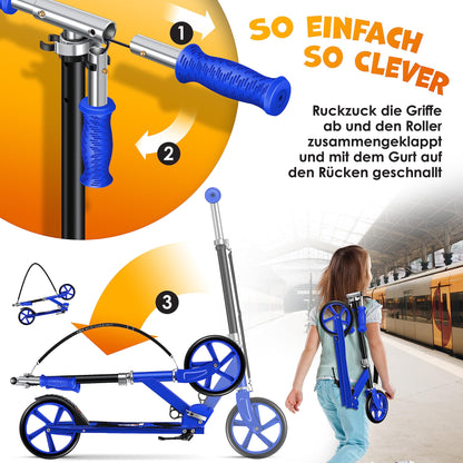 KESSER Shark City-/Tretroller Kickscooter klappbar blau