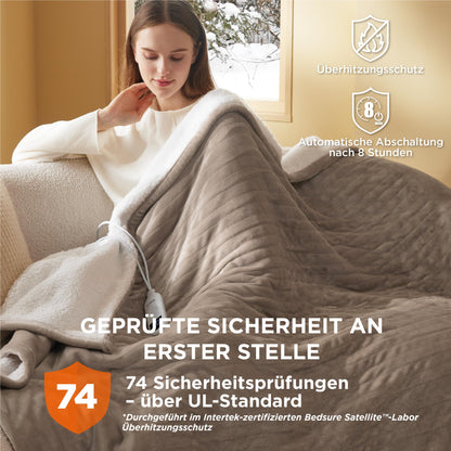 BEDSURE Elektrische Heizdecke Kuscheldecke - 130x180cm Braun
