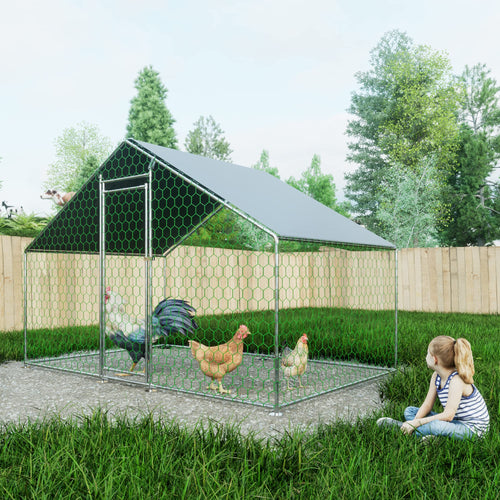 Thanaddo Hühnerstall 3x2 m, Kleintierstall aus verzinktem Stahl mit wasserdichtem PE-Dach