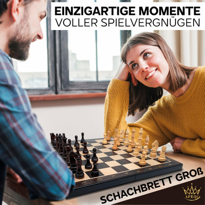 APEQi® Luxus Schachspiel Holz – Gross 54x54cm klappbar