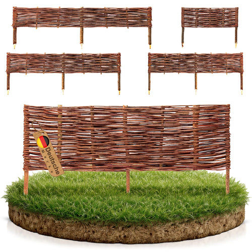 BooGardi Beeteinfassung aus Weide, Rasenkante 20 x 120 cm, 10er-Set, Steckzaun aus Weidenholz