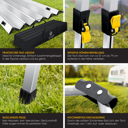 KESSER Camping Falttisch aufrollbar 120x70cm - Silber