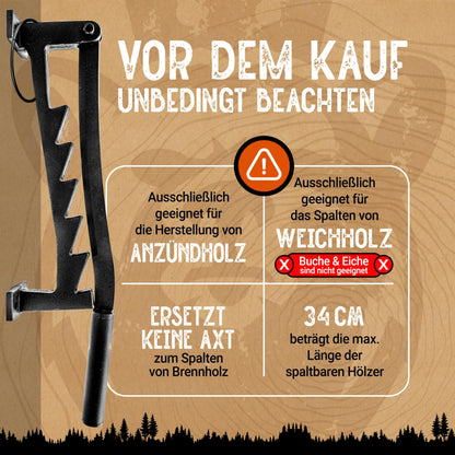 BearClaw Holzspalter Manuell - Anzündholz zur Wandmontage