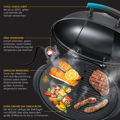 KESSER Elektrogrill 2in1 Stand- und Tischgrill mit Deckel 2400 Watt