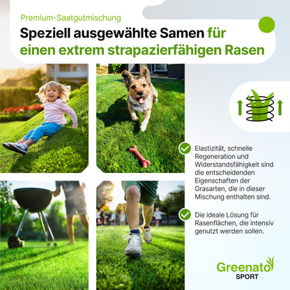 Greenato Sport Rasensamen 10 kg – Sport- und Spielrasen für 400 m²