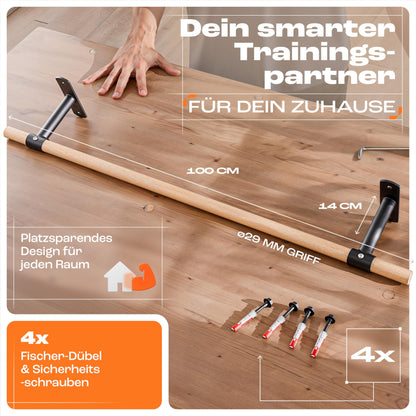 KFA8 Klimmzugstange Wand Holz Pull Up Bar für Calisthenics