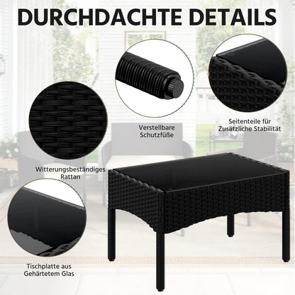 Yaheetech Gartenmöbel-Set Polyrattan 4-teilig mit Sofa & Tisch