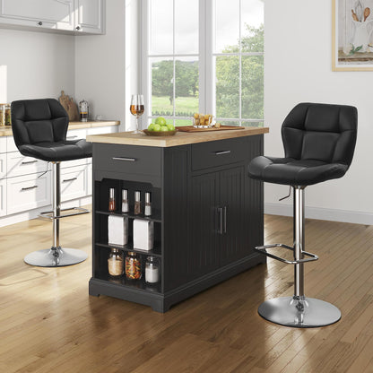 Yaheetech Barhocker 2er Set - Schwarz, höhenverstellbar, PU