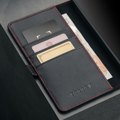 TORRO Lederhülle für Samsung Galaxy S25 Ultra, Standfunktion, Schwarz