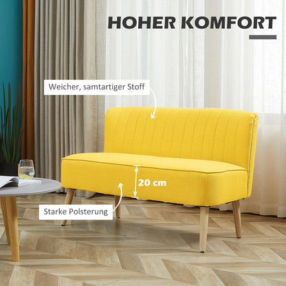 HOMCOM 2-Sitzer Stoffsofa Polstersofa Retro - Gelb