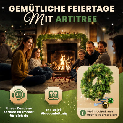 ArtiTree Naturgetreue Weihnachtsgirlande Tannengirlande – 5m LED Grün
