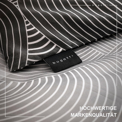 bugatti Mako Satin Bettwäsche Kreise Grafisch Grau - 135x200 cm