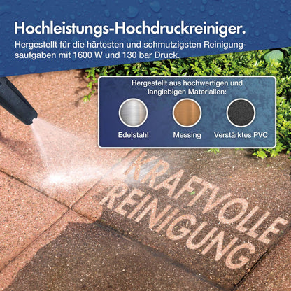 VonHaus Hochdruckreiniger 1600W, 130 bar, inkl. 7-teiliges Zubehör