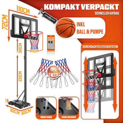 KESSER® Outdoor Basketballanlage – Höhenverstellbar, mit Rollen