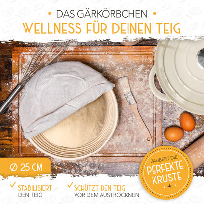KRUSTENZAUBER Gusseisen Brottopf emailliert 26cm inkl. Gärkorb