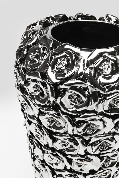 Kare Design Vase Rose Silber Steingut Vintage Dekorationsvase