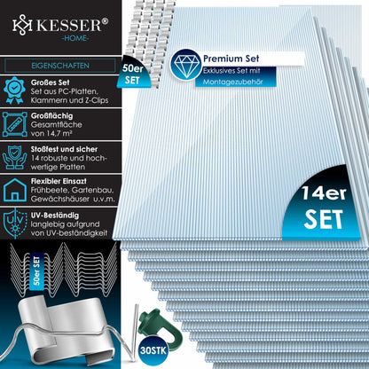 KESSER Polycarbonat Hohlkammerstegplatten 4mm – 14x 70x150cm