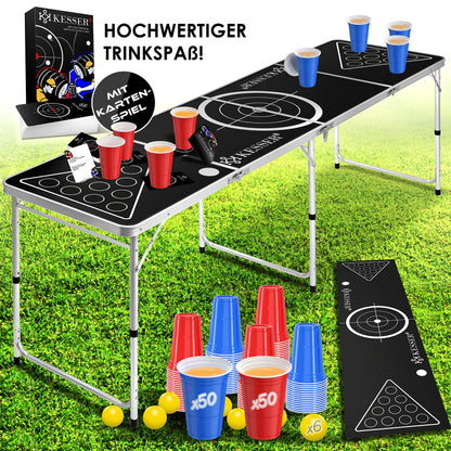 KESSER Beer Pong Tisch Set – Klappbar, höhenverstellbar, mit Kartenspiel