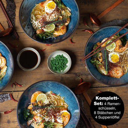 Moritz & Moritz SOLID Ramen Schüssel Set Keramik - Blau