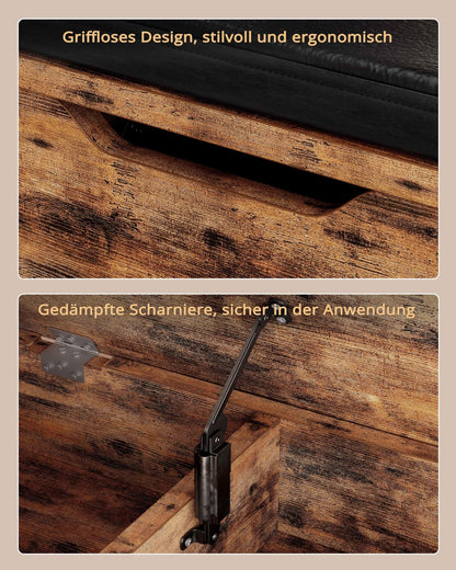 IRONCK Schuhbank mit Stauraum, Sitzbank Kunstleder Vintagebraun