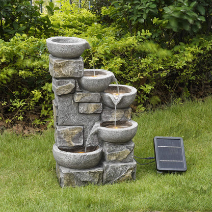 Teamson Home Solar-Wasserbrunnen PT-SF0003, 4-stufig mit LED