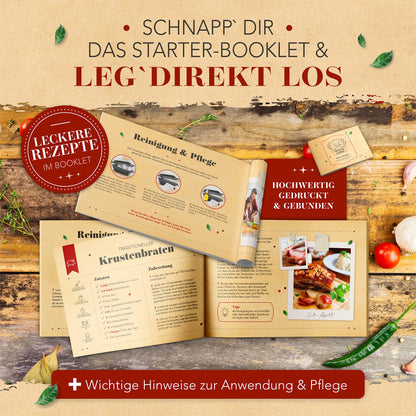 KRUSTENZAUBER Gusseisen Bräter 38cm mit Deckel - Ofenfest