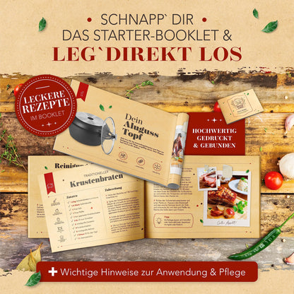 KRUSTENZAUBER 28cm Aluguss Bräter - Induktion mit Glasdeckel 6L