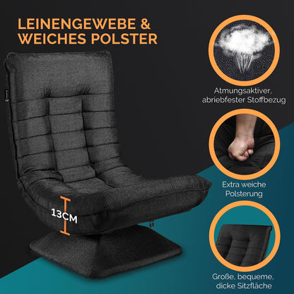 Casaria® verstellbarer Boden-Lounge-Sessel – drehbar, schwarz