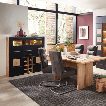 Stella Trading SONATE Barschrank – Eiche Altholz Optik, Schwarz