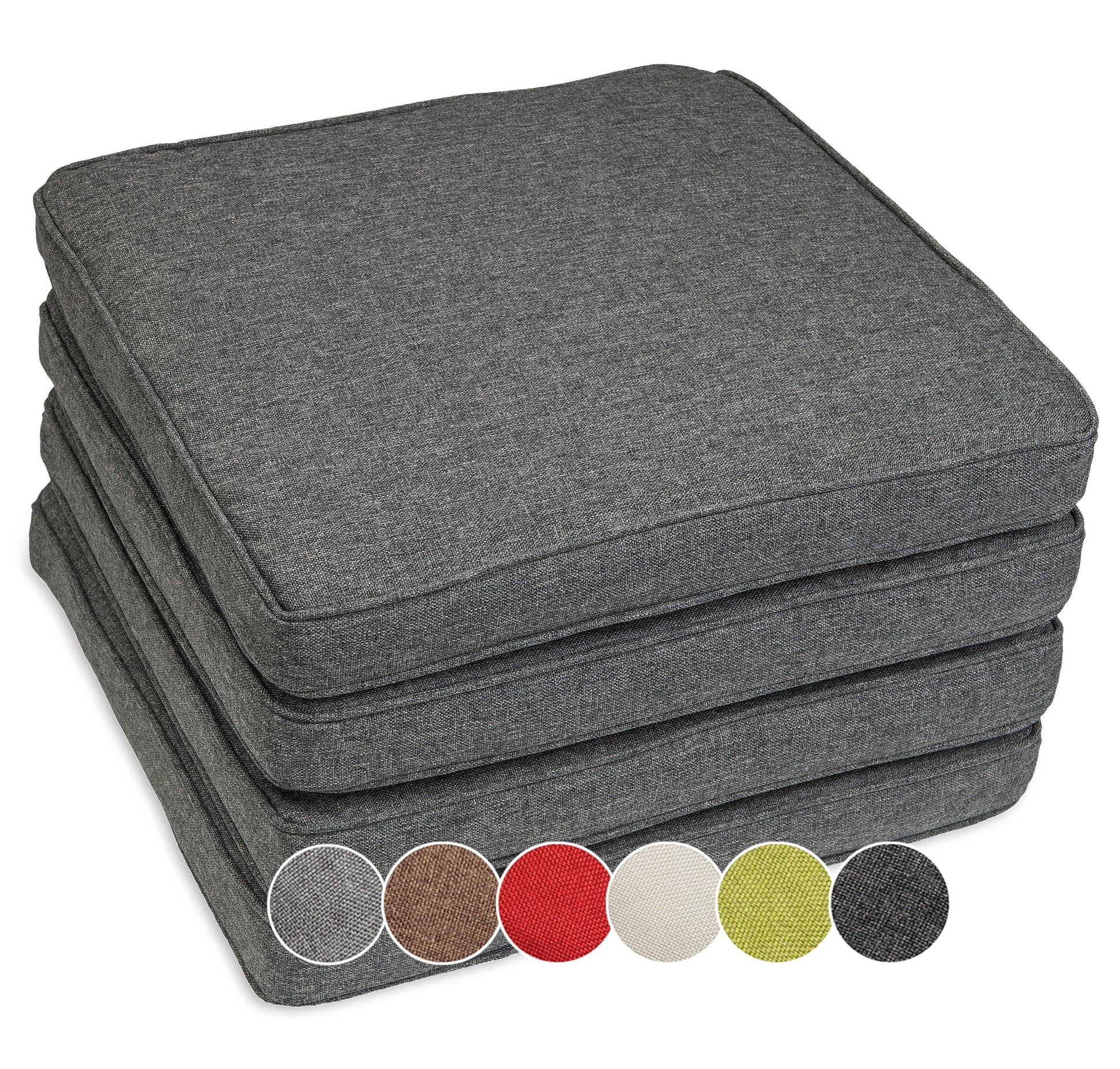 sunnypillow Bali Stuhlkissen 4er Set wasserdicht 45x45 cm Anthrazit – quadratische Sitzpolster für Stühle und Bänke