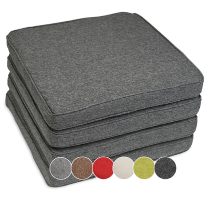 sunnypillow Bali Stuhlkissen 4er Set wasserdicht 45x45 cm Anthrazit – quadratische Sitzpolster für Stühle und Bänke