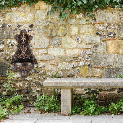 Relaxdays Wandbrunnen Aussenwaschbecken hängend Nostalgie – Bronze