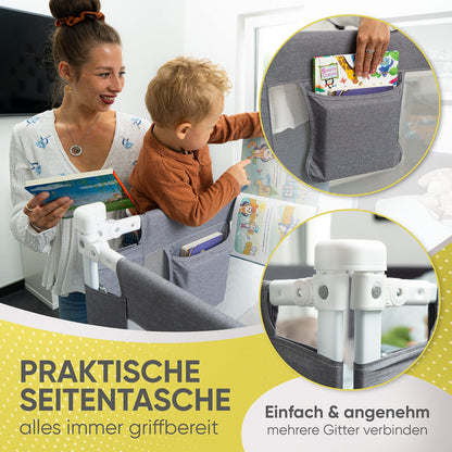 RAWVEL® Bettgitter 1.6m grau - Rausfallschutz für Kinderbetten