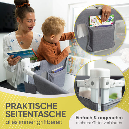 RAWVEL Bettgitter grau 90 cm – Rausfallschutz für Kinderbetten