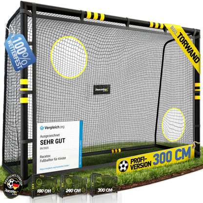 Racetex Fussballtore für Garten, Kinder und Erwachsene, 300 x 200 cm – Metallgestell mit Polsterung und Netz
