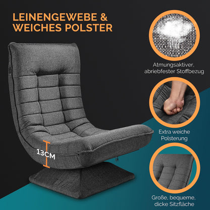 Casaria® Boden Lounge Sessel verstellbar, 360° drehbar - Grau