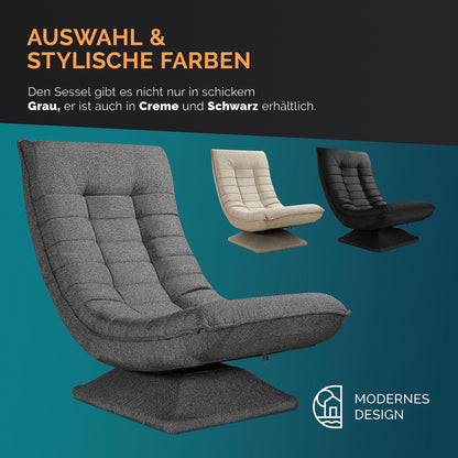 Casaria® Boden Lounge Sessel verstellbar, 360° drehbar - Grau