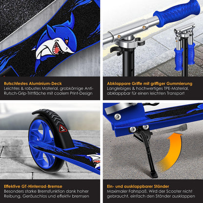KESSER Shark City-/Tretroller Kickscooter klappbar blau