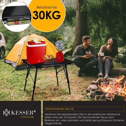 KESSER Campingtisch faltbar Aluminiumrahmen – 90x53cm Schwarz