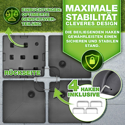 tillvex Sonnenschirmständer 90 Liter, 4-teilig, für Ampelschirme