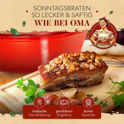 KRUSTENZAUBER Emaille Gusseisen Bräter KRZ 24 – 33cm 6l Oval