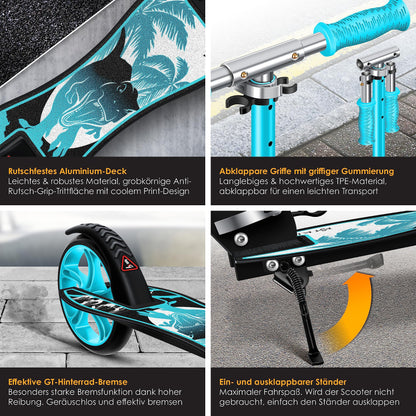 KESSER® Klappscooter Cityroller für jedes Alter - Dino Türkis