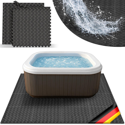 tillvex Whirlpool Unterlage eckig 200x200 cm, EVA-Matte schwarz mit strukturierter, rutschfester Oberfläche