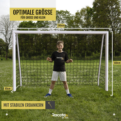 Racetex Fussballtor für den Garten mit Stahlrahmen, 240 x 160 cm