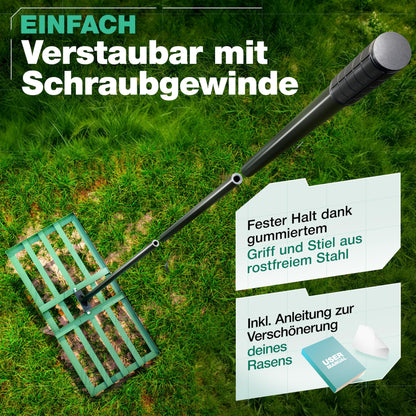 SMABIX Rasen Rakel Nivellierrechen – 75x35cm mit 2m Stiel