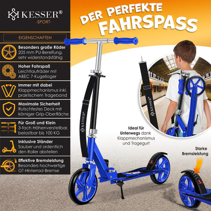 KESSER Shark City-/Tretroller Kickscooter klappbar blau