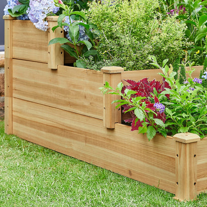 Yaheetech Hochbeet aus Holz, 3-stufige Blumentreppe, 120 x 120 x 56 cm