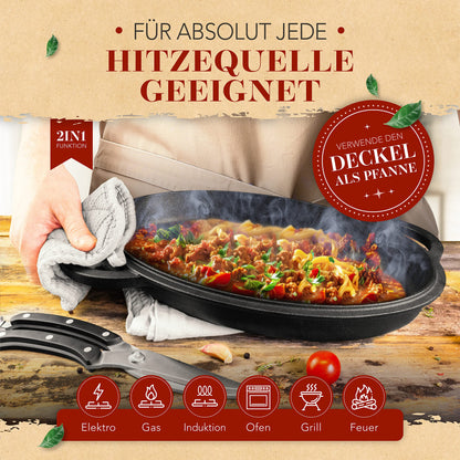 KRUSTENZAUBER Gusseisen Bräter 38cm mit Deckel - Ofenfest